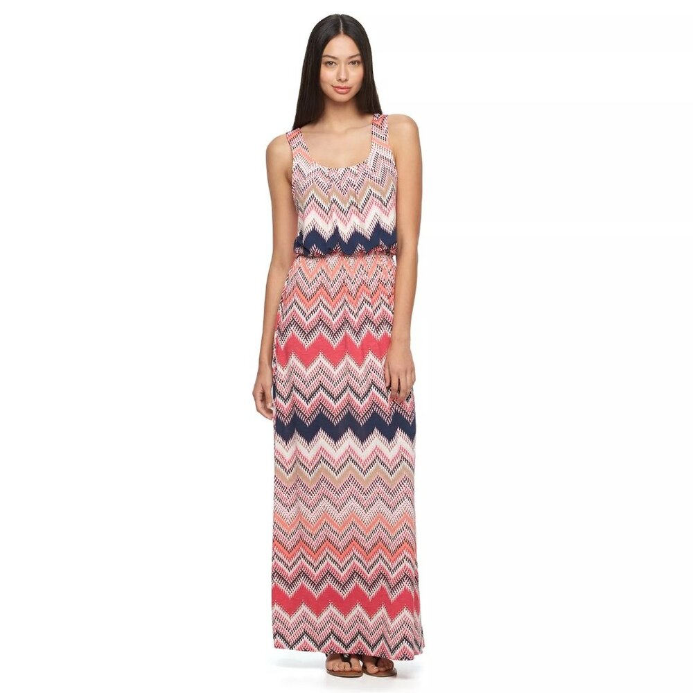 Trixxi NWT Chevron Strappy Maxi Dress Size M geometric festival concert casual